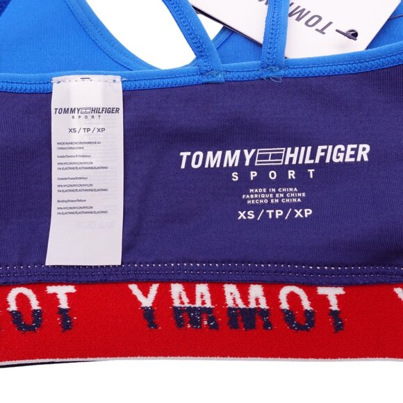 NWT Tommy Hilfiger Strappy Logo Band Sports Bra Sz XS Blue Low Impact Seamless - Picture 6 of 6